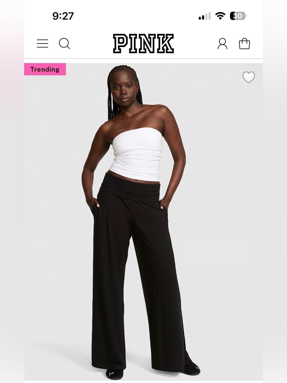 PINK Victoria's Secret Black Wide-Leg Lounge Pants